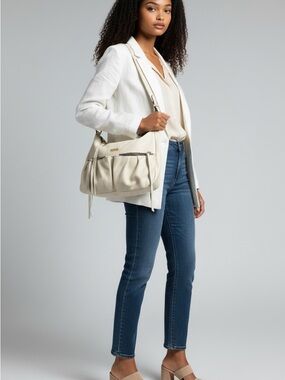 Aimee Kestenberg Leather Shoulder Bag in Cream